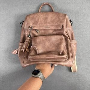 SHRRIE Women's Fashionable Leather Backpack Brown‎